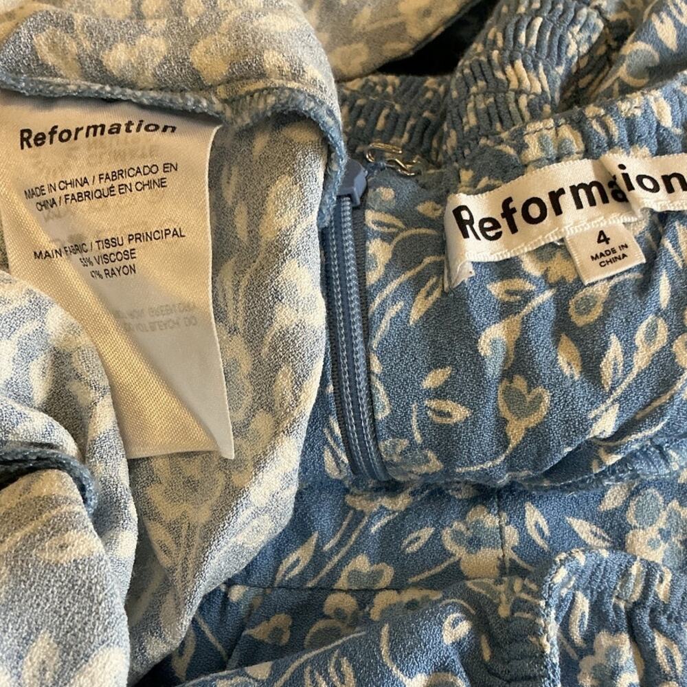 Reformation Floral Sky Blue Felix Dress Size 4 - Picture 4 of 4